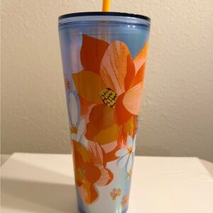 Floral Tumbler with Straw